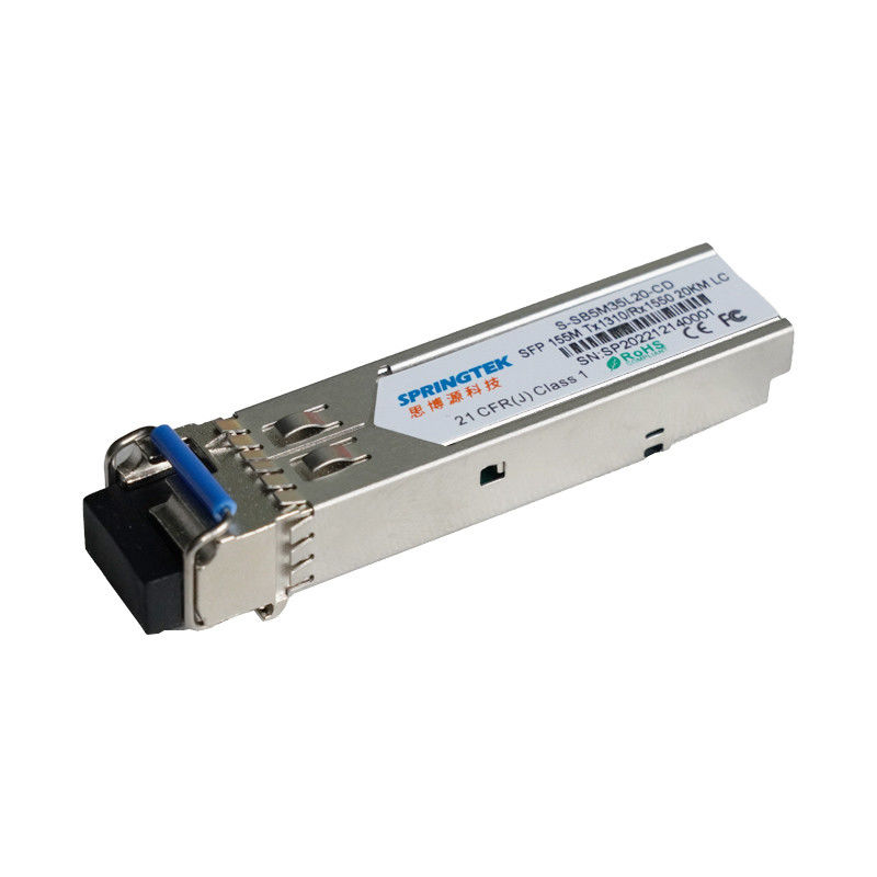 WDM 20 كيلومتر BIDI SFP جهاز الإرسال والاستقبال البصري 155Mb / s TX1310nm / RX1550nm LC لقناة الألياف SM