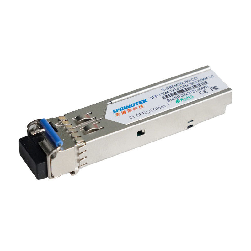 155M BIDI 80km 1310nm / 1550nmn LC Connector DDM WDM Simplex Optical Module Transceiver SFP Module