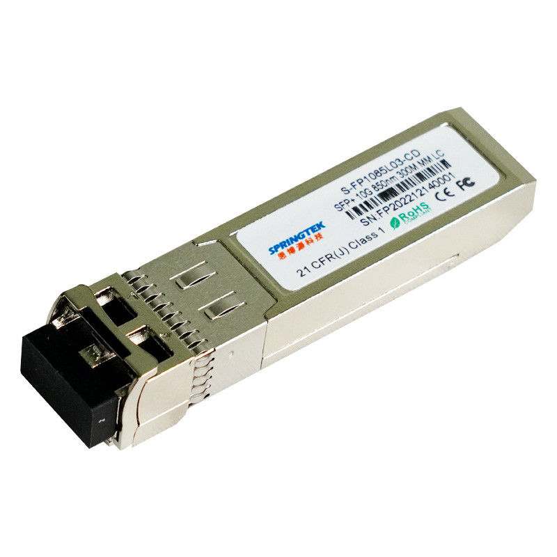 جهاز الإرسال والاستقبال البصري 10G SFP + SR ، موصل LC ، 850 نانومتر لما يصل إلى 300 متر فوق MMF