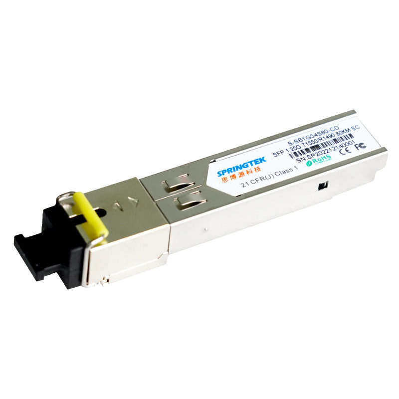 وحدة الإرسال والاستقبال Cisco 1.25G BIDI SFP المتوافقة T1550 / R1490nm 80 كم مع وحدة DDM SC