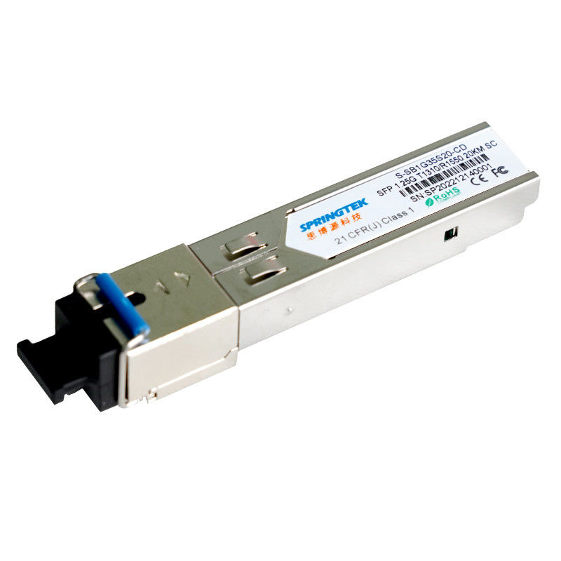 OEM SC BIDI 1.25G متوافق جهاز الإرسال والاستقبال T1310 / R1550nm 20 كيلومتر SFP وحدة الإرسال والاستقبال البصرية