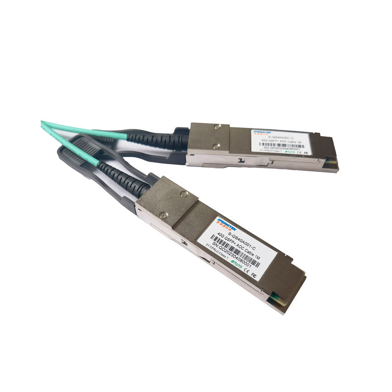 عالي السرعة Qsfp + Aoc OM3 1m (33ft) Qsfp 40g Sr4 كبل بصري نشط لمركز البيانات