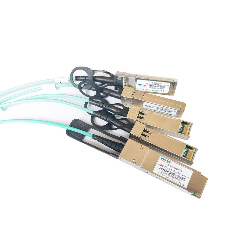 40g Qsfp + إلى 4x10g Sfp + Aoc Breakout Cables 1m 3m 5m 100m Ddm Om3 Fiber Active Optical Transceiver Sfp Aoc Cable