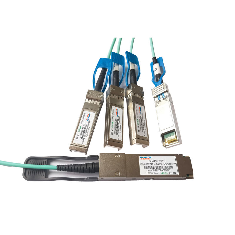 1 متر (3 أقدام) S-Q81AA001-C 1M متوافق 100G QSFP28 إلى 4x25G SFP28 Breakout Active Optical Cable