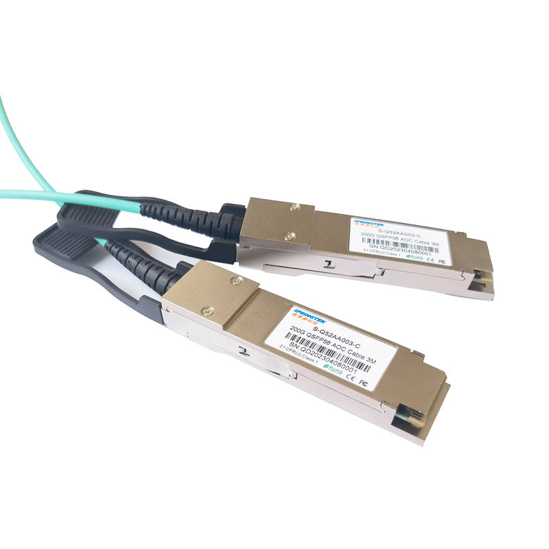 200G QSFP56 إلى QSFP56 الكبل البصري النشط AOC OM3 استخدام سلك تصحيح الألياف البصرية لمعدات مركز البيانات