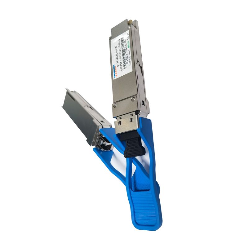 Duplex LC SMF 100gbase Cisco QSFP28 LR4 جهاز الإرسال والاستقبال المتوافق 1310 نانومتر 10 كيلومترات DOM LAN WDM