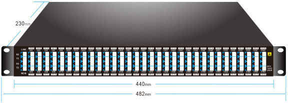 75 جيجا هرتز 64CH 1528.68nm-1566.42nm DWDM MUX DEMUX مع منفذ شاشة LC / UPC 1U Rack